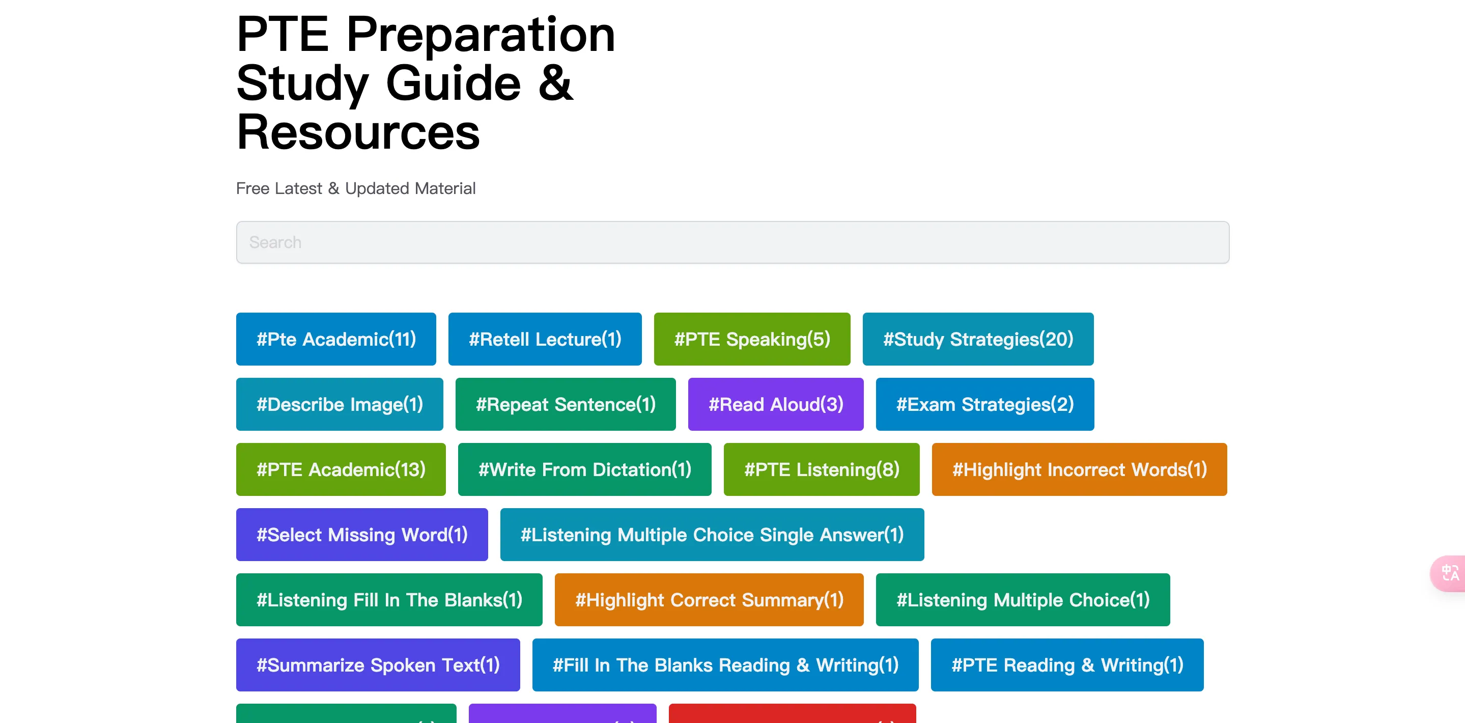 PTE free learning resources